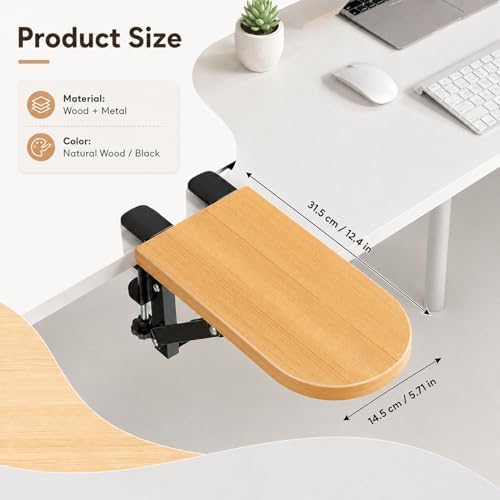 Ergonomic Arm Rest Tray – Desktop Extension Board with Detachable Wrist Pad, Foldable Elbow Support for Laptop & Keyboard, Home Office,Office Desk Accessories,Wireless Keyboard and Mouse,Desk