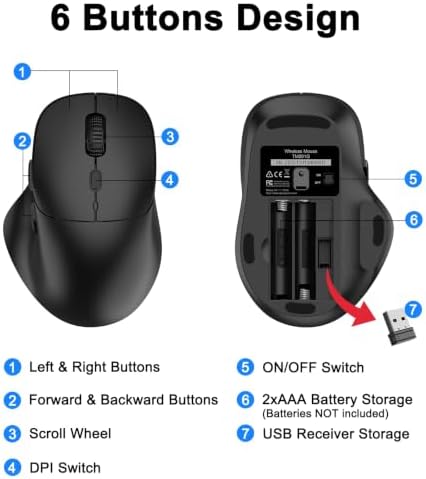 Ergonomic Wireless Keyboard and Mouse Combo, Full-Size Silent Keyboard with Wrist Rest & Phone Holder, 3 DPI Adjustable Mouse, 2.4G Lag-Free Cordless, Long Battery Life for PC Laptop Mac Windows