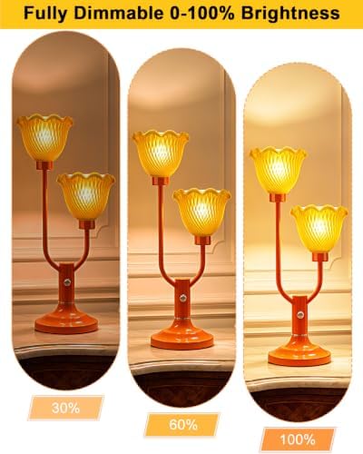 Lightdot Flower Table Lamp Vintage Orange Lamp 2 Bulbs Included Dimmable