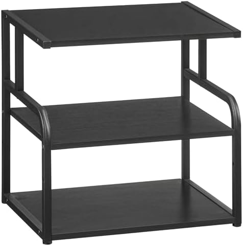 HOOBRO Printer Stand, 3-Tier Desktop Printer Table, Under Desk Printer Storage Office Organizer, Storage Rack with Adjustable Shelf, for Home Office, Kitchen, Living Room, Black BB06PS01