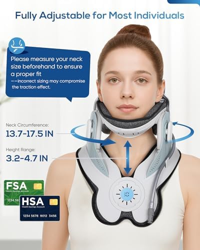 3-in-1 Cervical Traction Device, Neck Stretcher with Air Collar: Neck Pain Relief, Posture Correction & Spine Alignment in Minutes a Day - Portable Neck Brace with Manual Pump