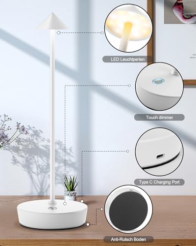LED Cordless Table Lights Rechargeable 6000mAh Battery Outdoor Desk Lamp