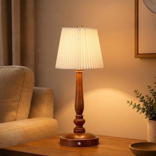 15.5'' Cordless Table Lamp, 5400mAh Rechargeable Small Bedside Lamp, White