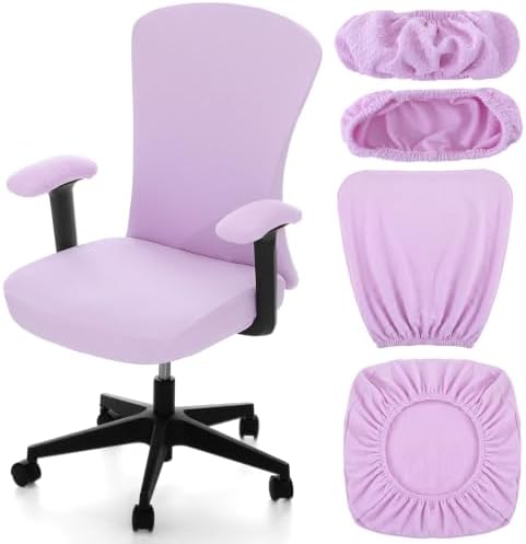 4 Pcs Office Chair Covers Set Computer Armrest Slipcover Seat, Purple