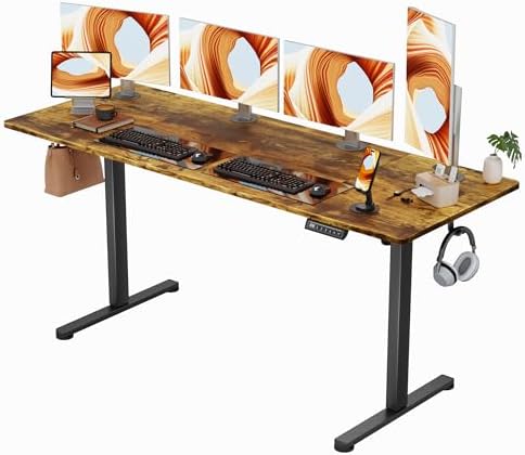 Furmax 63 Inches Electric Standing Desk, Home Office Desk with Phone Holder