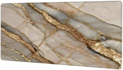 Large Mouse Pad Non-Slip Rubber Beige Marble Gold Long Gaming Desk Mat Big Computer Keyboard Mousepad Waterproof Protector Wristing Pad for Gaming Office Home Decorative 31.5 X 11.8 Inch