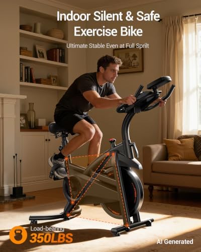 CURSOR Exercise Bike, Magnetic Friction Stationary Bikes for Home with APP