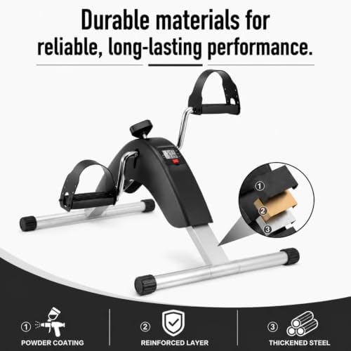 Under Desk Bike Pedal Exerciser for Arms and Legs, Foldable Mini Exercise Bike with LCD Display and Adjustable Resistance for Home and Office