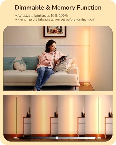 EDISHINE 59.84" Floor Lamps for Living Room, 3000K & Stepless Dimmable,Gold