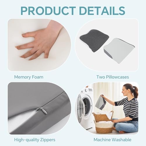 ROYALAY Cervical Neck Pillow for Neck and Shoulder Pain Relief, Ergonomic Memory Foam Core with Cooling Cover, Neck Pillow for Sleeping, Support for Back Sleepers Includes 2 Machine Washable Covers