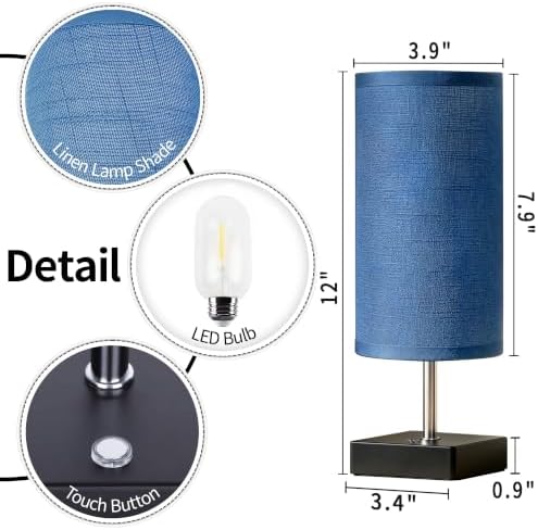 Cordless Table Lamp Rechargeable Touch Dimmable(Gray)
