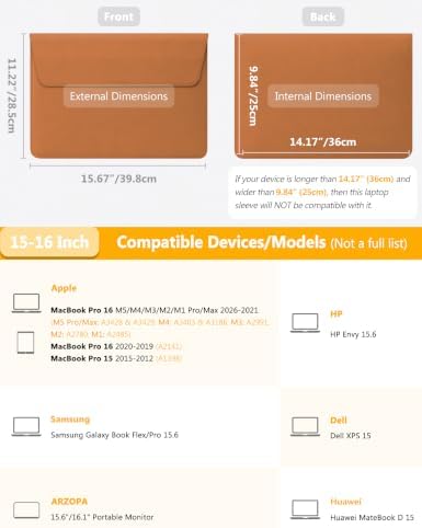 HYZUO 15-16 Inch Laptop Case Sleeve with Adjustable Stand, Brown