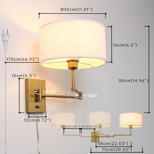 Vintage White Textile Fabric Plug-in Cord Sconce Wall Lighting