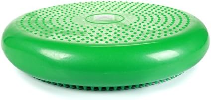 CanDo 30-1870G Inflatable Balance Disc for Balance Training, Proprioception, Strengthening Lower Extremities, Posture, Back Pain, Stress Relief, Restlessness and Anxiety, Green, 14" Diameter