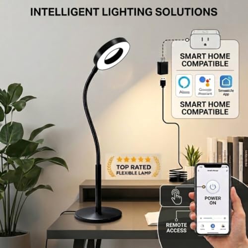 6W LED Desk Lamp with Gooseneck and US Adapter