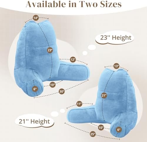 Sasttie Reading Pillow for Bed, Back Pillow for Sitting Up, Blue