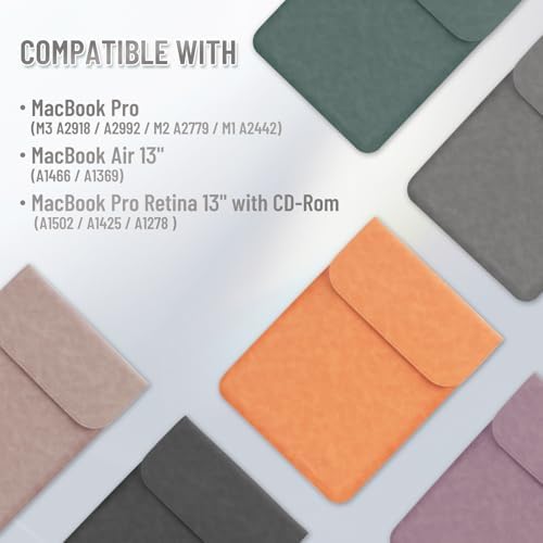 Allinside 13-13.3 inch Laptop Sleeve Case for MacBook Pro 14 2021-2026/MacBook Air 13 2010-2017/MacBook Pro 13 2010-2015, Waterproof PU Suede Leather Laptop Protective Vertical Case Cover, Gray