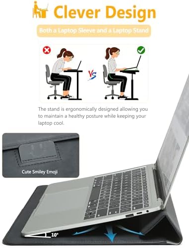 HYZUO 13 Inch Laptop Case Sleeve with Stand for MacBook Air, Graphite