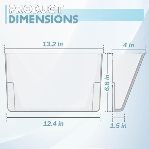Gawerk Clear Acrylic Single Pocket, Plastic Hanging Wall Mount File Holder for Office Home (Gray, 4 Pack)