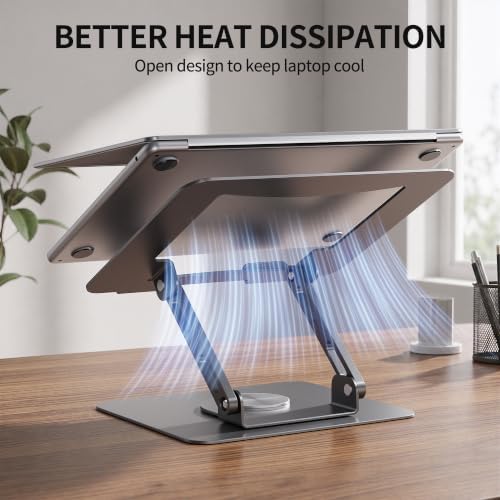 SOUNDANCE 360 Rotating Laptop Stand, Adjustable Riser,10-17", Silver Grey