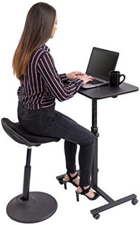 Stand Up Desk Store Height Adjustable Single Column Rolling Standing Desk Laptop Stand - Black