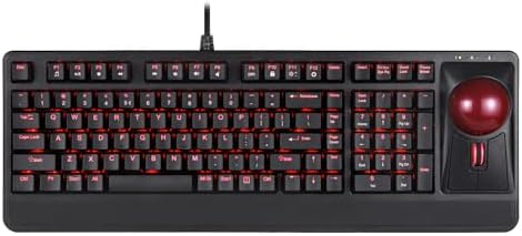 Perixx Periboard-322 Wired Mechanical Trackball Keyboard with 2 Hubs, 2.17 Inch Large Trackball, RGB Backlit Design, US English Layout (PB-322BUS-11577)