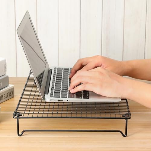 Laptop Stand Low Profile Metal Foldable Laptop Riser Holder Ventilated Cooling Computer Notebook Stand for MacBook Air Pro MBA Computer Desktop Monitor Printer Mini PC Raise Screen to Eye Level