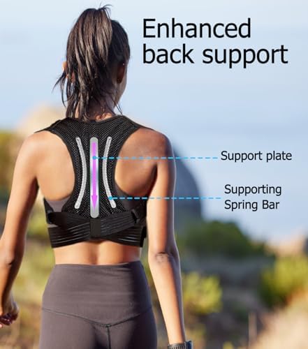 Posture Corrector for Women & Men Adjustable Lightweight Upper Back Brace Support Improve Posture Support Belt for Scoliosis Pain Relief From Shoulder Back Correct Hunchback（Black,Medium）