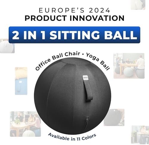 Backerz Balance Ball Chair for Office & Home - Ergonomic Exercise Ball for Posture & Back Pain Relief, Yoga Ball Chair - Sitting Ball with Washable Linen Cover