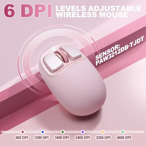 YUNZII C1 Wireless Tri-Mode Wireless Mouse 4800 DPI Optical (Pink)