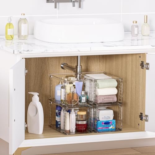 Vtopmart 2 Pack Large Stackable Storage Drawers, Clear