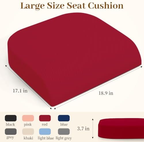 TranquilRelax 2XL Memory Foam Seat Cushion for Office Chair, 3.7-Inch, Red