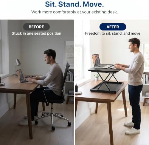 Uncaged Ergonomics Small Standing Desk Converter & Desk Riser (Black)