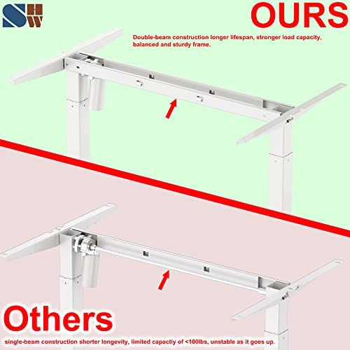 SHW 55-Inch Large Electric Height Adjustable L-Shaped Standing Desk, Oak