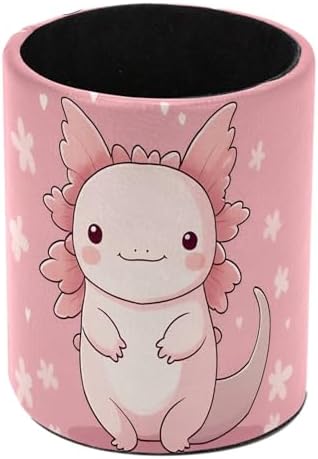 Axolotl Flower Pen Holder Pencil Organizer Cute Pencil Cup Desk Decor Makeup Brush Holder PU Multifunctional Office Supplies for Home Classroom School