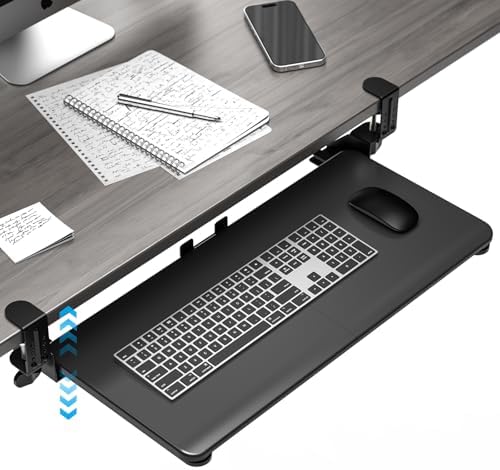 Large Keyboard Tray Under Desk, Pull Out Keyboard & Mouse Tray for Typing
