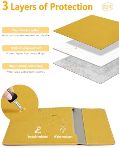 HYZUO 13.3-14 Inch Laptop Case Sleeve with Stand Feature, Olive Yellow