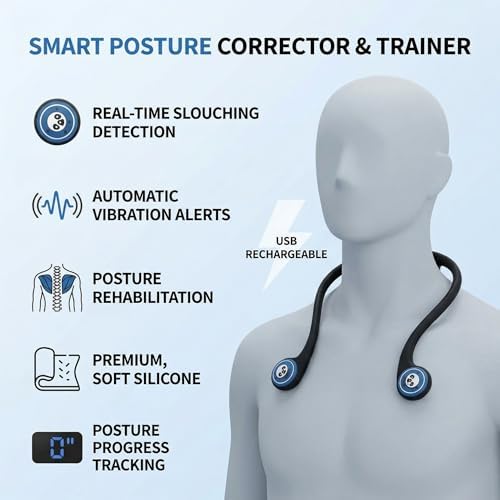 Dan&Dre Posture Corrector, Rechargeable Silicone Posture Trainer with Intelligent Hunchback Monitoring for Adults and Kids, USB Powered, Comfortable Wear, Design