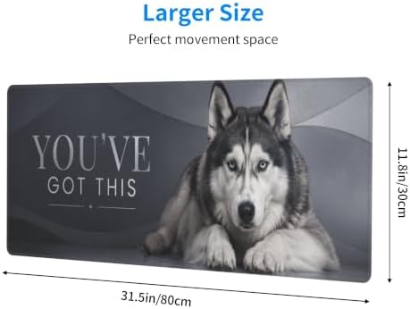 Husky Large Mouse Pad Mouse Pad Gaming 11.8x31.5 in Cool Gray Design