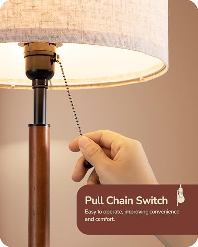 EDISHINE Modern Mid Century Table Lamp, Pull Chain Switch, 21.65 Inch, E26