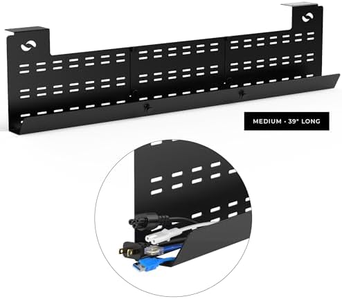HumanCentric Under Desk Cable Management Tray & Cord Raceway, Black