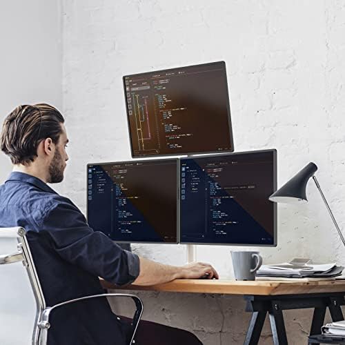 WALI Tall Triple Monitor Stand, Fully Adjustable Three Monitor Desk Mount Fits 3 Screens up to 27 inch, 22 lbs. Weight Capacity per Arm (M003-W), White