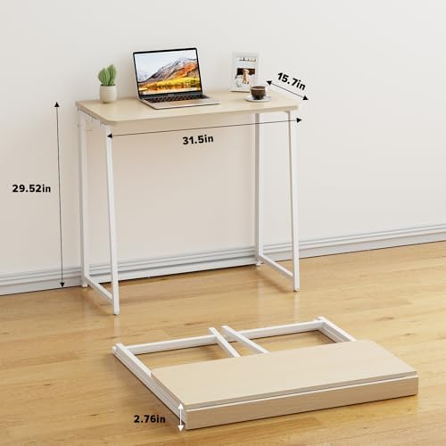 WOHOMO Folding Desk, 31.5" Foldable Computer Table for Small Spaces, Oak