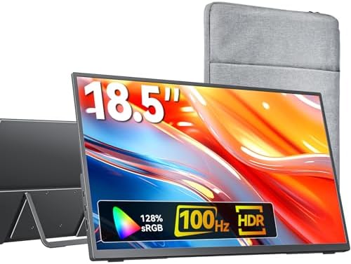 kksmart Portable Monitor for Laptop MacBook Surface PC Xbox PS5, Travel Monitor Second Screen for Laptop, HDMI USB-C VESA Compatible Built-in Speaker, 18.5
