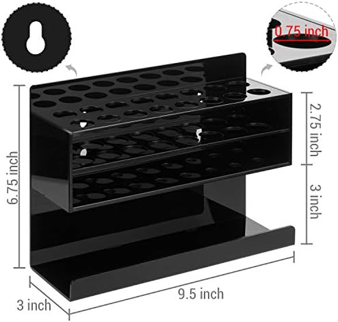 MyGift Black Acrylic Dry Erase Marker Holder, 16 Slot Wall Rack