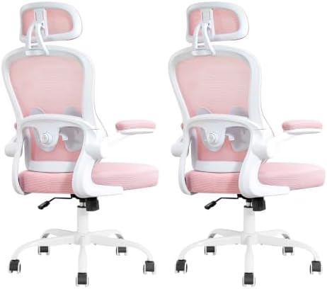 2 Pack Ergonomic Office Chair,Ultra Thick Spring Cushion Desk Chair,Pink