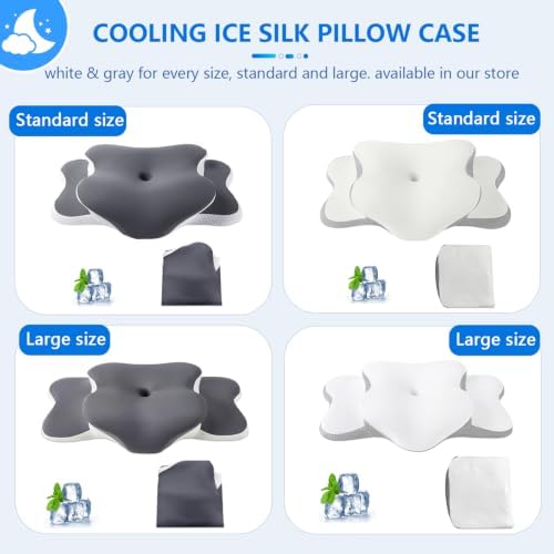 Cervical Neck Pillow for Neck Pain Relief & Side Sleeper | Ergo Pillow for Sleep Apnea, Neck Pain, and Snoring Relief | Orthopedic Memory Foam with Ergonomic Neck Support, White, Large