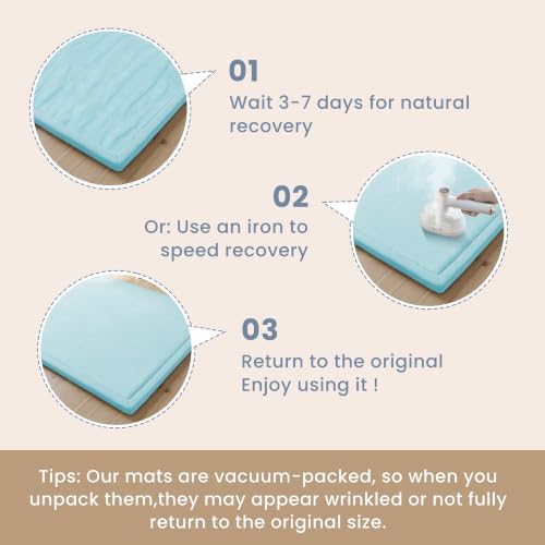 ACOMOPACK Baby Play Mat for Floor 1.3" Thick Memory Foam Play Mat 59"×71" Tummy Time Crawling with Non-slip Bottom for Living Room,Nursery,Soft Velvet Playpen Mats for Kids,Infants（Light Blue）