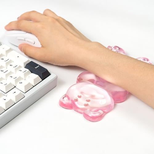 Ergonomic Gel Mouse Wrist Rest –Pink Clear Cute Bear Mouse Wrist Rest