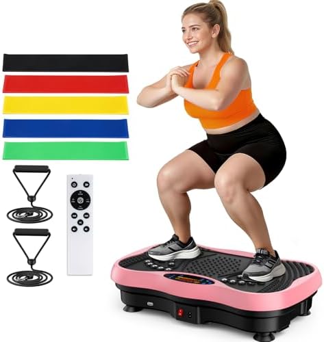 Vibration Plate Exercise Machine, 130 Levels Full Body Workout Vibrating Plate for Lymphatic Drainage Weight Loss, 450 Lbs Capacity Shake Platform with Bluetooth for Women Men